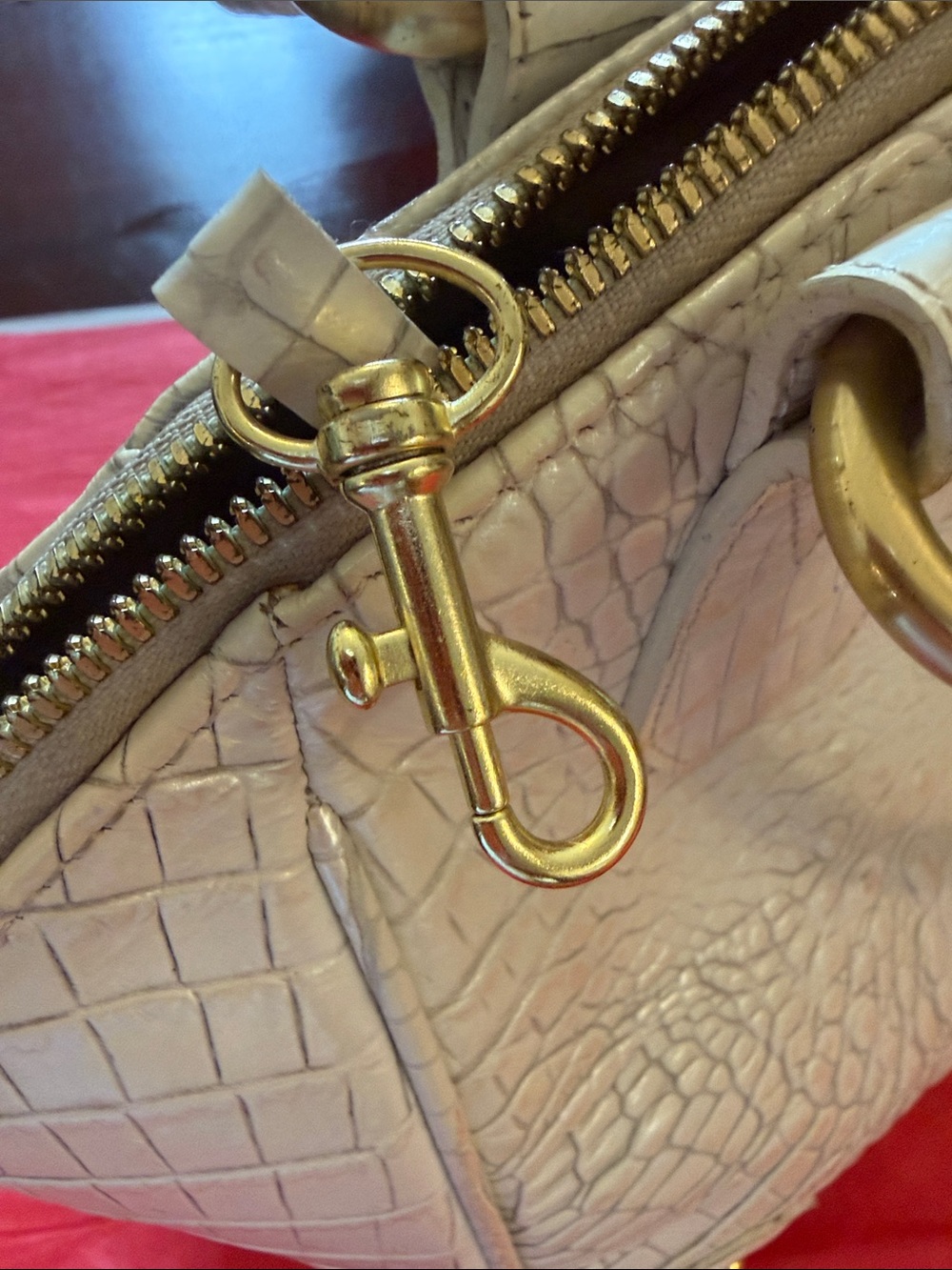 Brahmin Croc-Embossed Satchel White - Picture 5 of 12